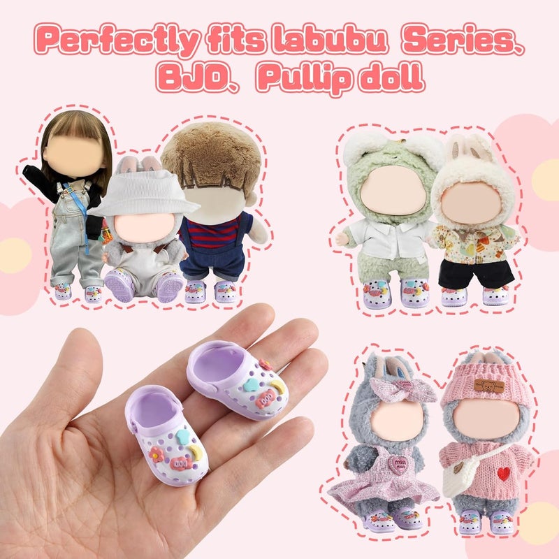 Ciunura Premium Doll Shoes for Lububu, Cute Doll Shoes for 4-7in Dolls, Ideal for Lububu Outfits(Purple Clog Shoes) - Image 2